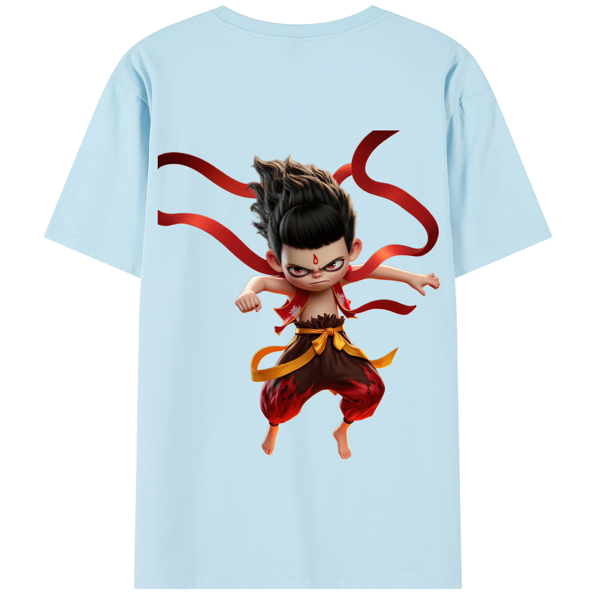 （画像用） Ne Zha 2 ナタ 魔童の大暴れ 綿100％半袖Tシャツ（背面プリント）